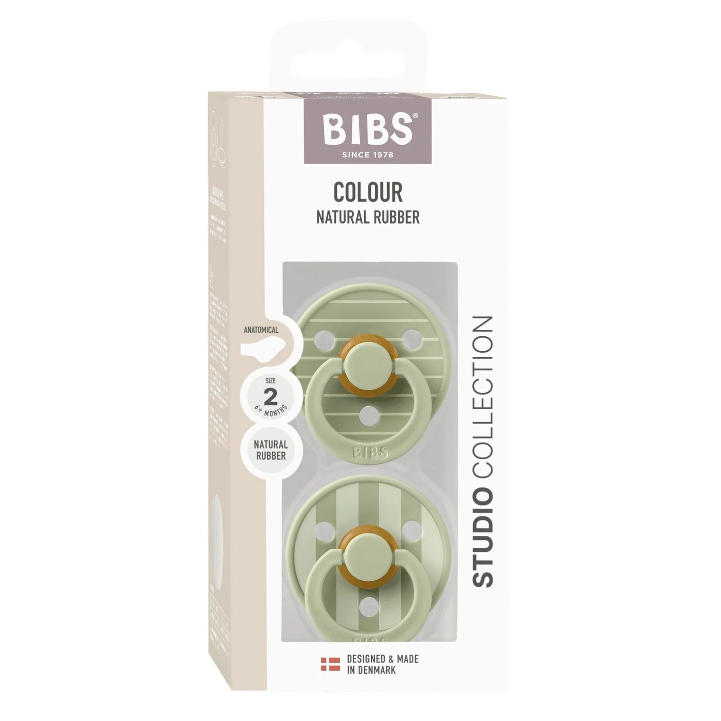 Bibs Round Natural Dummy Pacifier - Studio Collection - Pin Sage