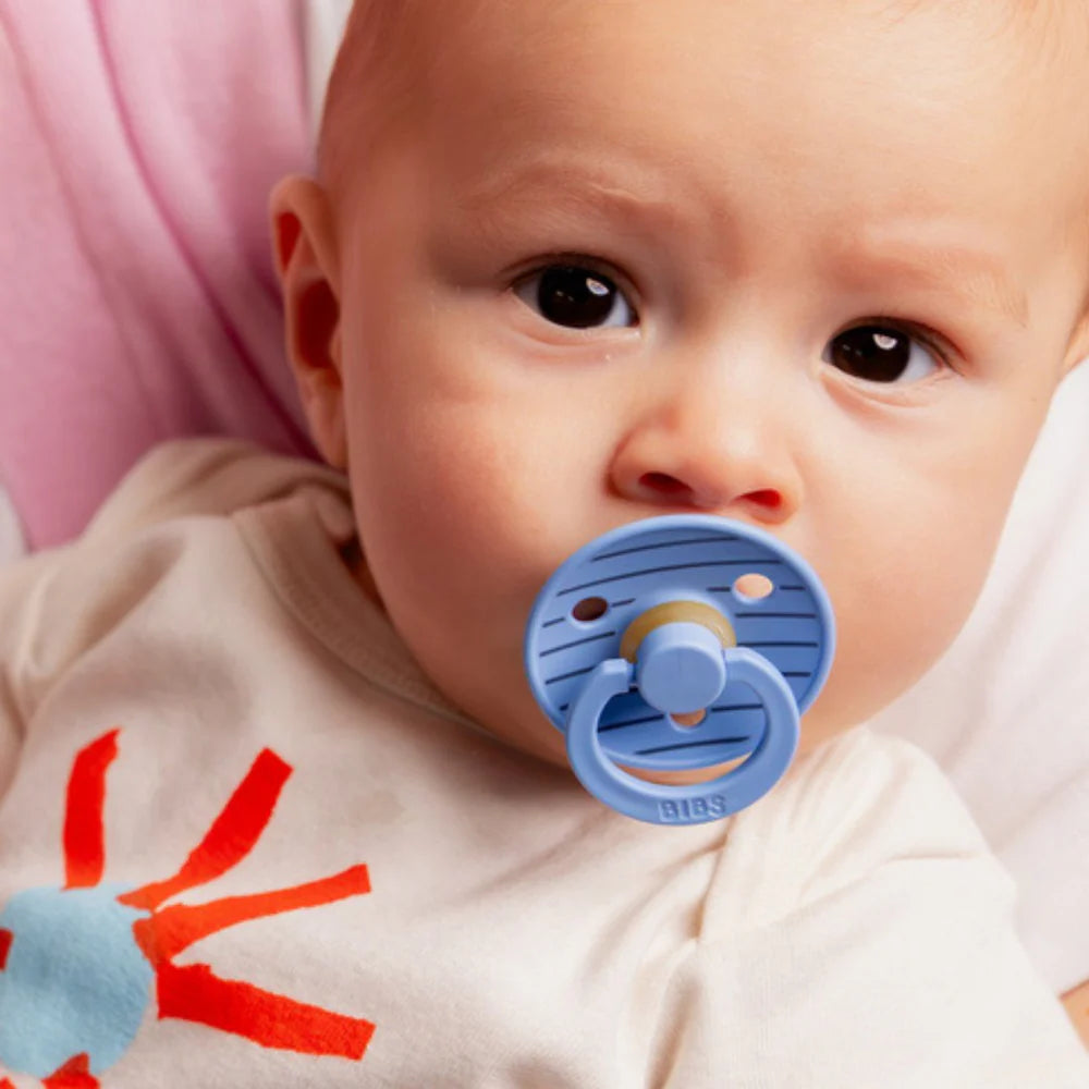 Bibs Round Natural Dummy Pacifier - Studio Collection - Pin Blue