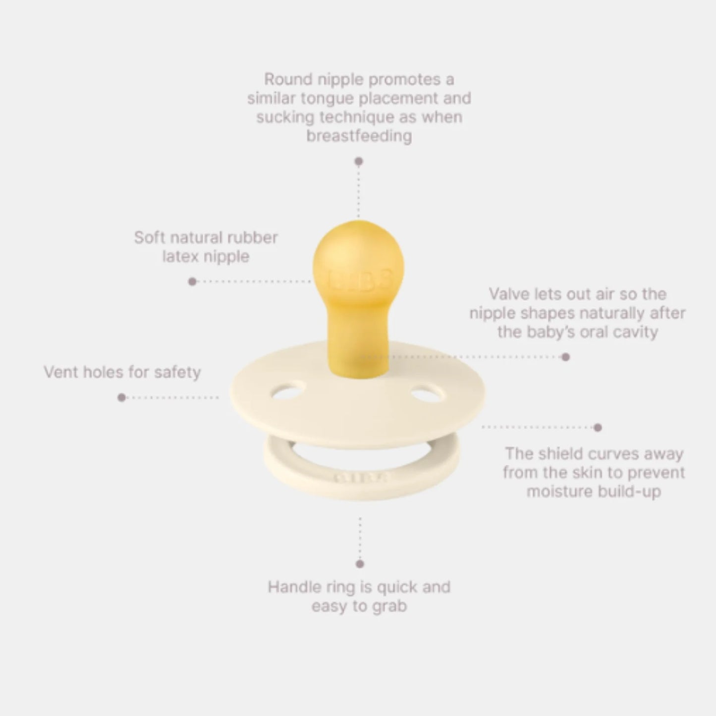 Bibs Natural Dummy Pacifier - Try It 3 Pack Anatomical, Round, Symmetrical