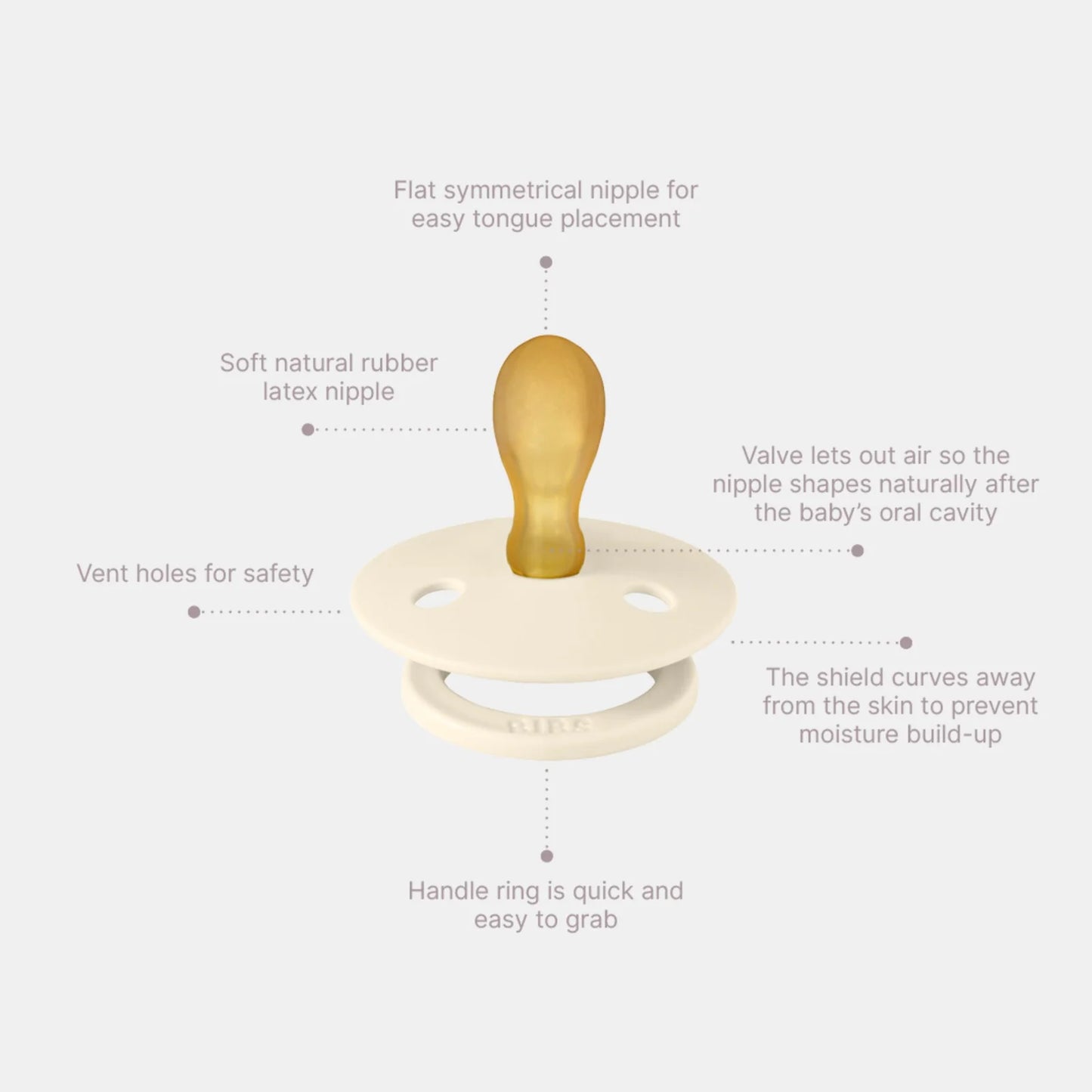 Bibs Natural Dummy Pacifier - Try It 3 Pack Anatomical, Round, Symmetrical