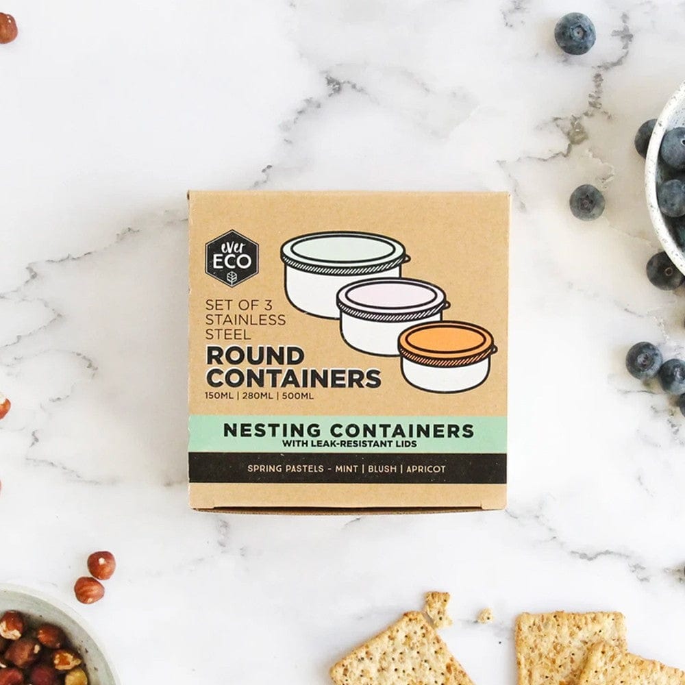 Ever Eco Stainless Steel Round Nesting Containers Set of 3 - Spring Pastels