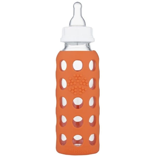 Lifefactory Glass Baby Bottle 265ml - Papaya Orange