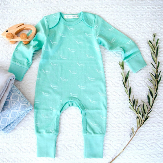 Organic Nights Baby Sleepsuit - Lichen Green