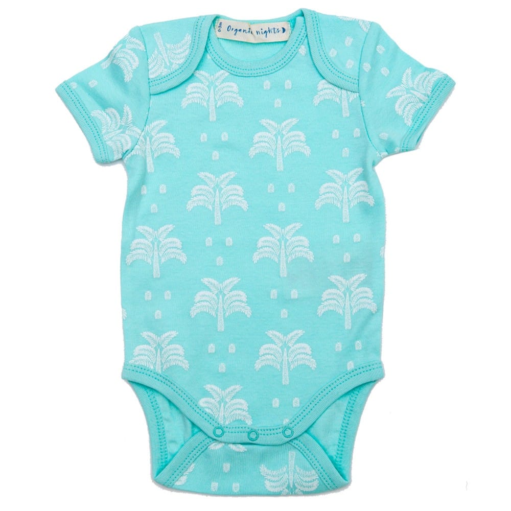 Organic Nights Summer Baby Sleepsuit - Island Water Green