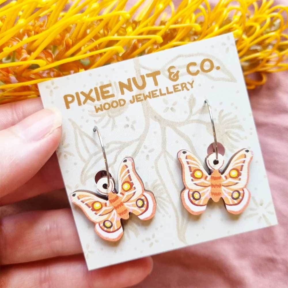 Pixie Nut and Co Emperor Moth Hoop Earrings