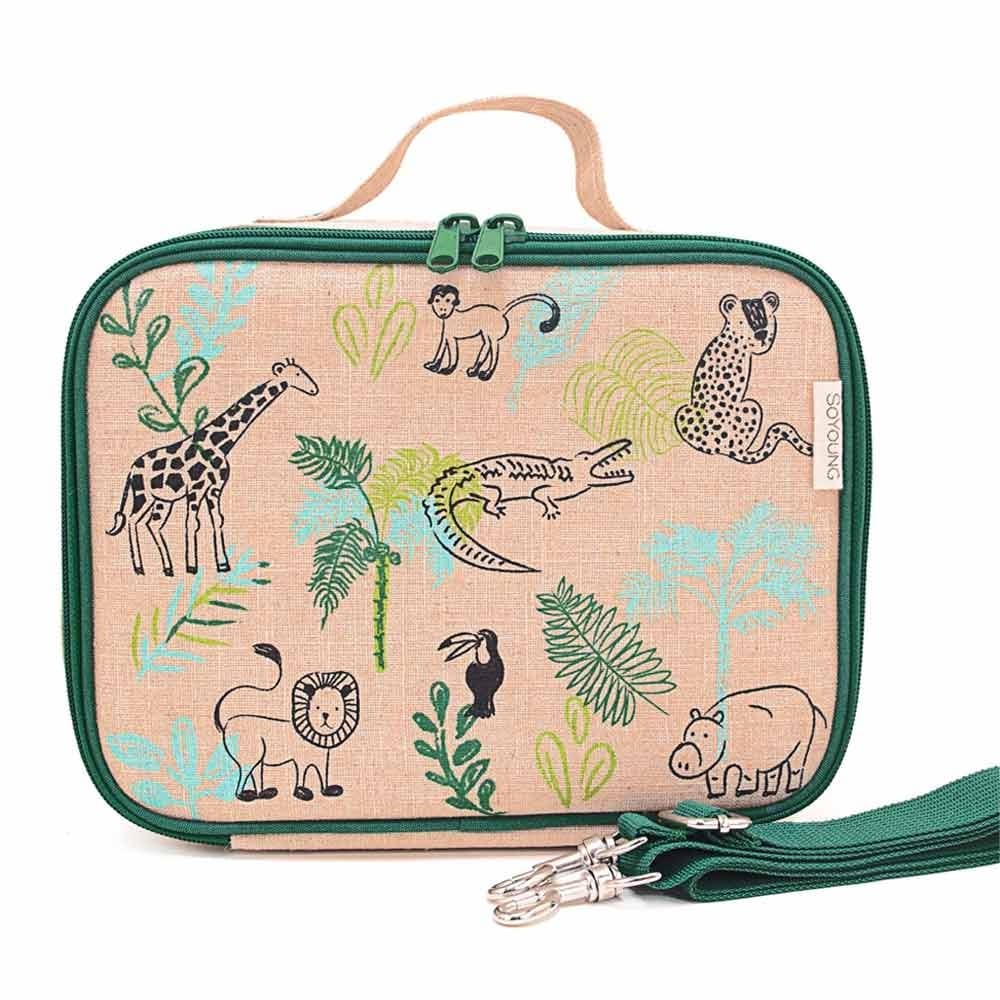 Buy SoYoung Raw Linen Insulated Lunch Box Safari Friends Biome