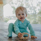 100% Organic Cotton Crossover Baby Sleepsuit with Feet - Sage Green