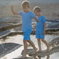 100% Organic Cotton Summer Short Pyjama Set - Tiny Whales Hydrangea Blue