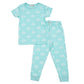 100% Organic Cotton Summer T-Shirt and Long-Leg Pyjama Set - Palms & Pineapples in Island Water Green