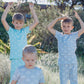 100% Organic Cotton Summer T-Shirt and Long-Leg Pyjama Set - Palms & Pineapples in Island Water Green