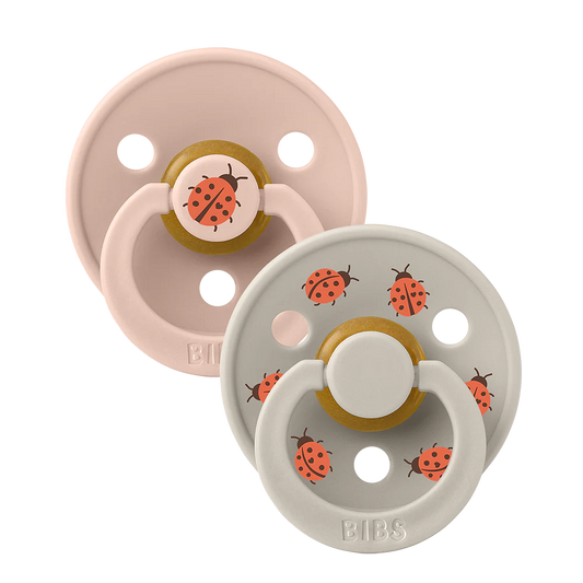 Bibs Round Natural Dummy Pacifier - Urban Garden - Ladybug Blush Mix