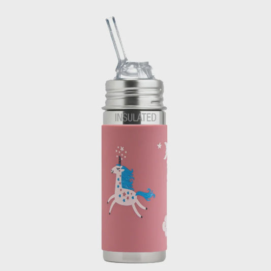 Pura Kiki Stainless Steel Kiddo Straw Bottle 325ml - Unicorn