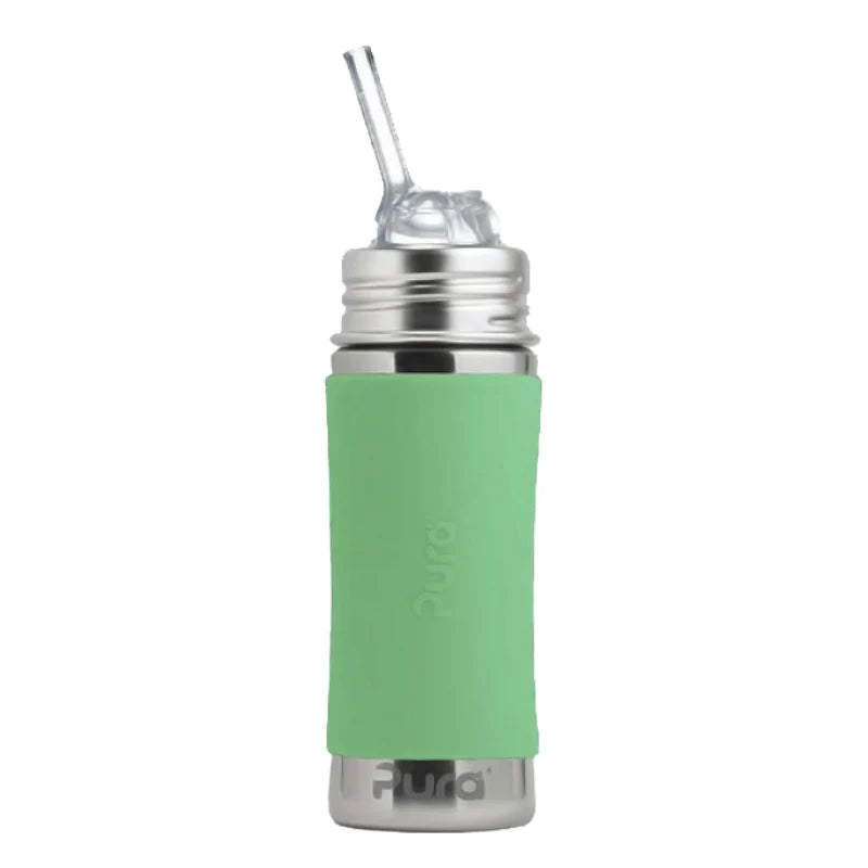 Pura Kiki Stainless Steel Kiddo Straw Bottle 325ml - Moss V2