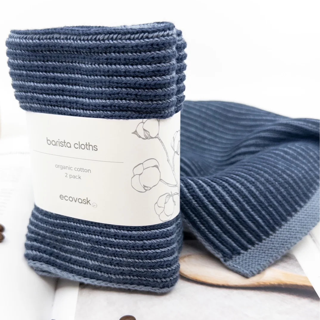 Ecovask Barista Cloth 2pk Organic Cotton - Navy