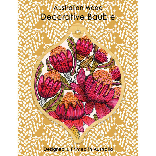 Aero Decorative Wooden Bauble - Waratahs