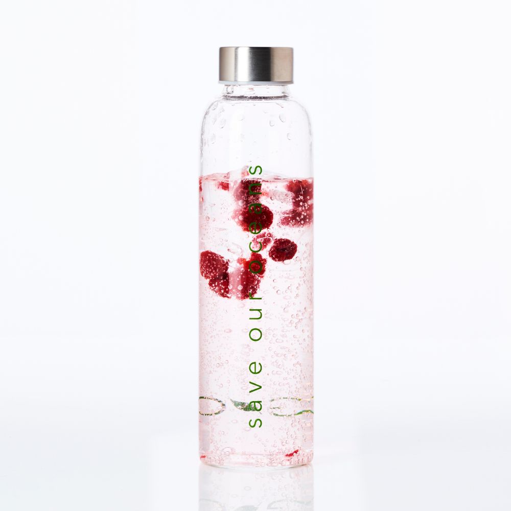 BBBYO Glass Water Bottle with Cover 570mL - Spiral