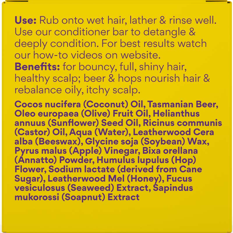 Beauty & the Bees Real Beer & Honey Shampoo Bar 120g - Unscented