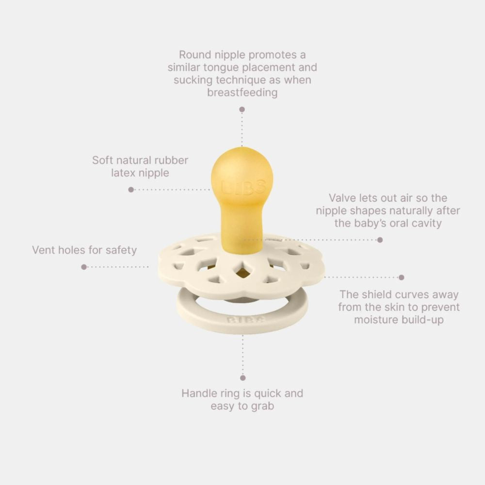 Bibs Round Boheme Natural Dummy Pacifier - Vanilla/Peach