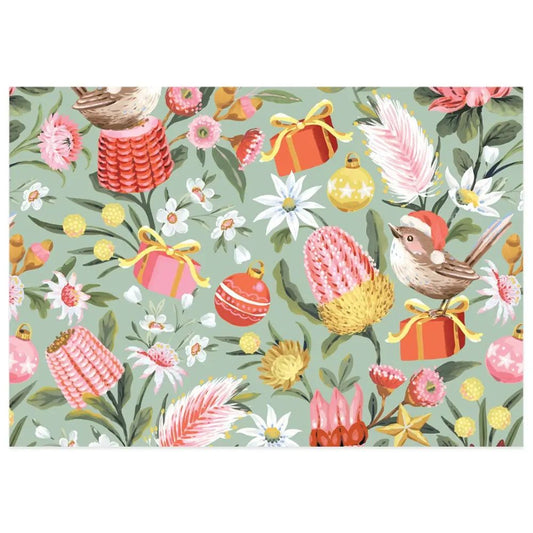 Earth Greetings Christmas Folded Wrapping Paper - Festive Wrens