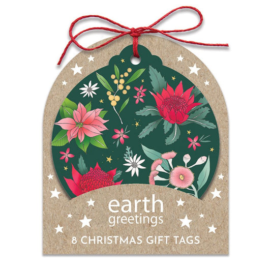 Earth Greetings Christmas Gift Tags - Festive Floral 8pk