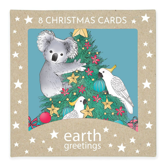 Earth Greetings Australian Christmas Card Pack - Tree Tidings (Box of 8)