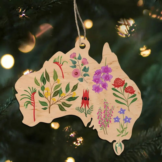 Earth Greetings Wooden Christmas Decoration - Australia's Floral Emblems