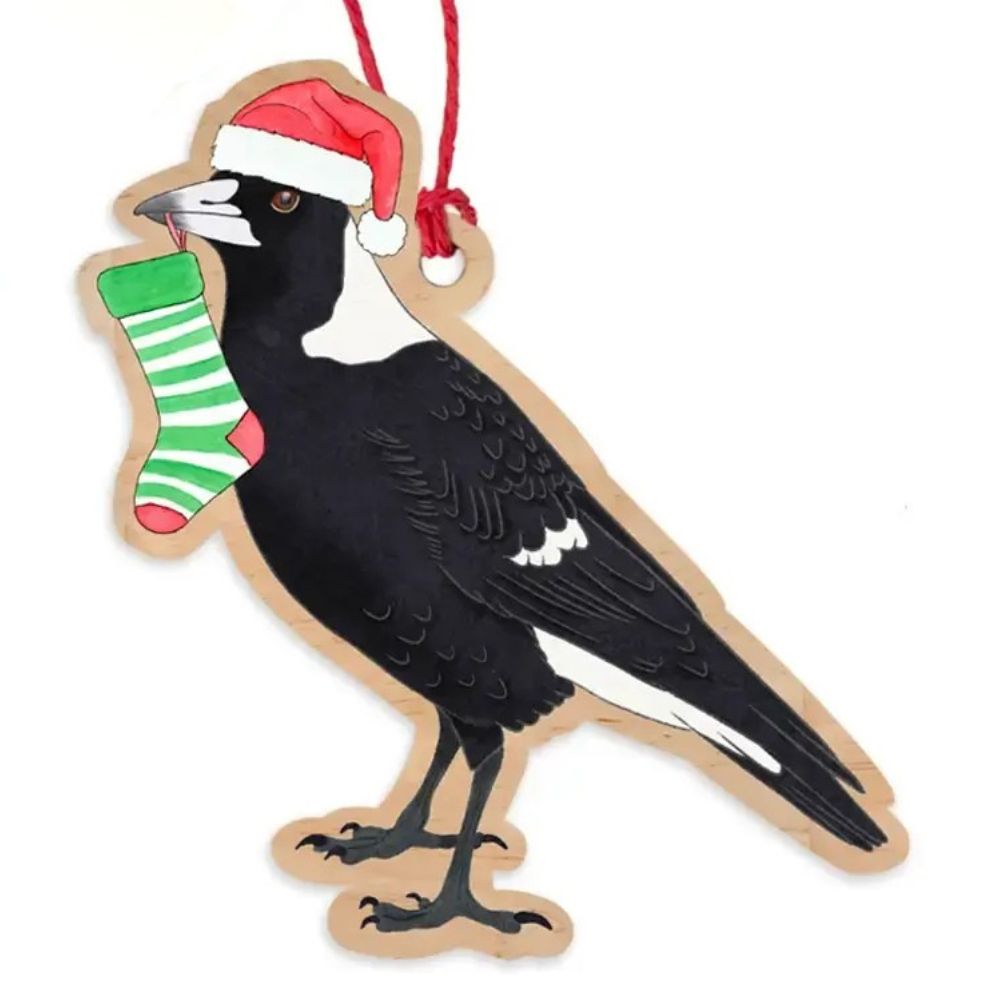 Earth Greetings Wooden Christmas Decoration - Australian Magpie