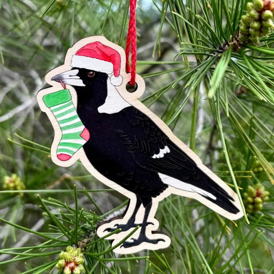 Earth Greetings Wooden Christmas Decoration - Australian Magpie