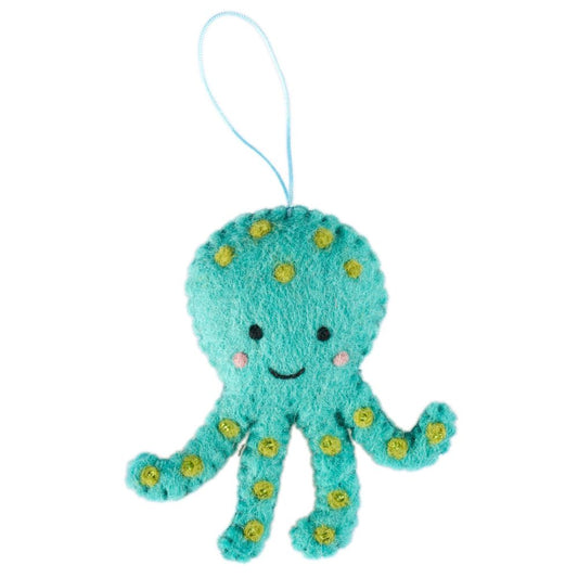 Fairtrade Felt Christmas Decoration - Octopus (with Beads)
