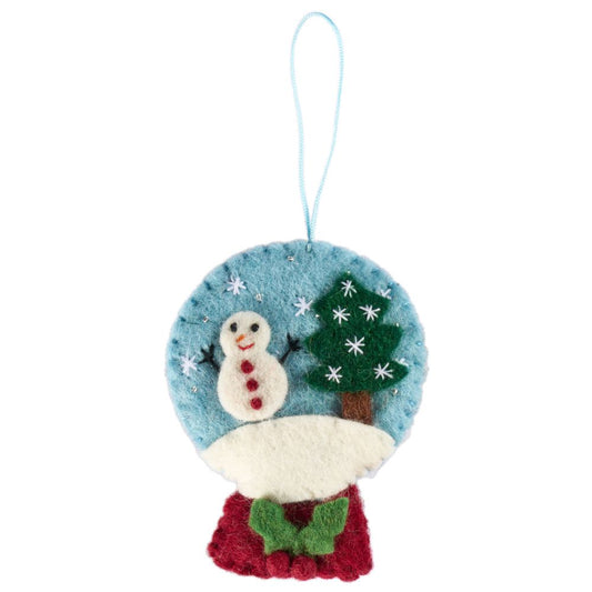 Fairtrade Felt Christmas Decoration - Snowglobe with Snowman