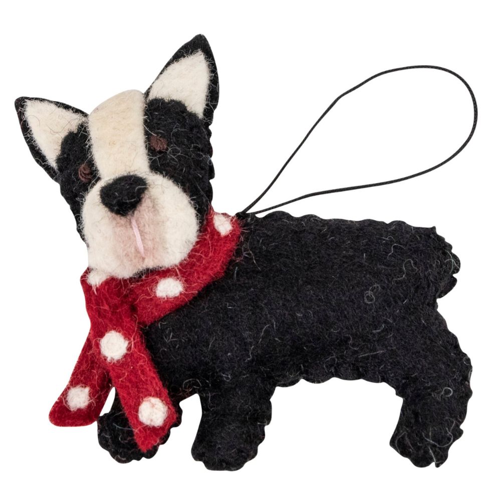 Fairtrade Felt Christmas Decoration - French Bulldog