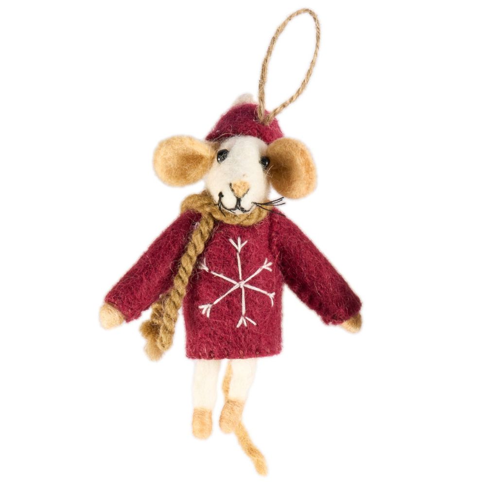 Fairtrade Felt Christmas Decoration - Mice with Snowflake Sweater