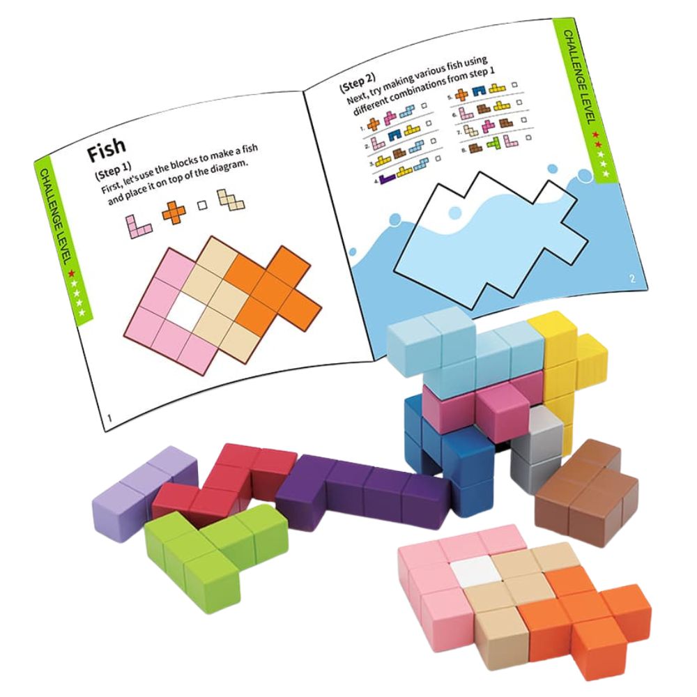Geni Toys Wooden Cubic Creation Puzzle Blocks