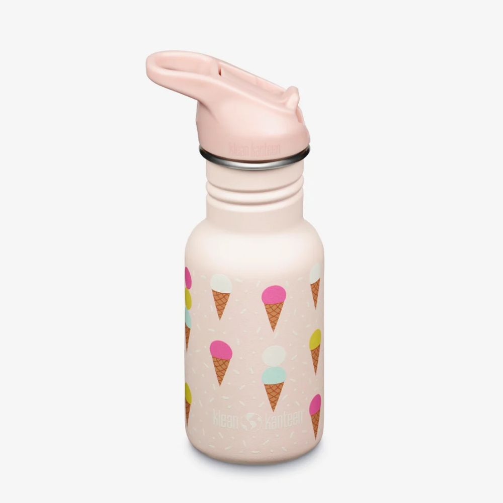 Klean Kanteen Kids 12oz 355ml Stainless Steel Water Bottle with Flip Seal Sport Cap & Straw
