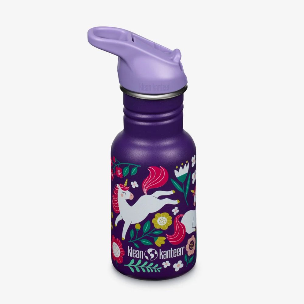 Klean Kanteen Kids 12oz 355ml Stainless Steel Water Bottle with Flip Seal Sport Cap & Straw