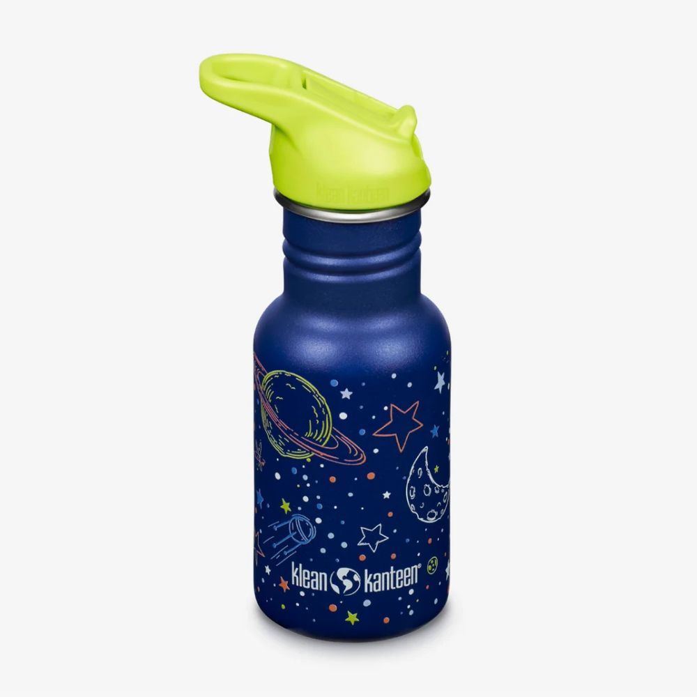 Klean Kanteen Kids 12oz 355ml Stainless Steel Water Bottle with Flip Seal Sport Cap & Straw