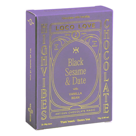Loco Love Black Sesame & Date Vegan Chocolate - Twin Pack 70g