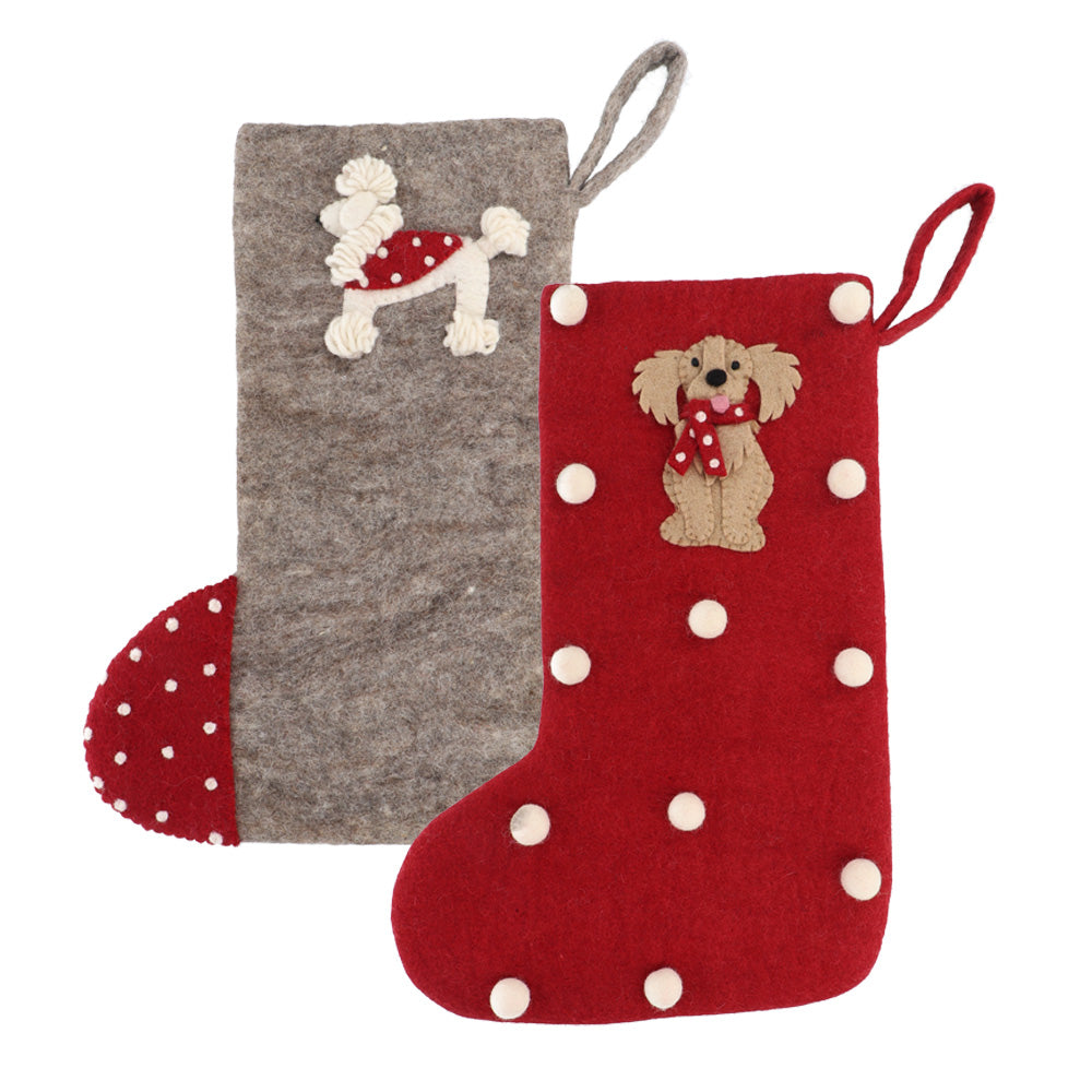 Fairtrade Felt Christmas Stocking - Dogs