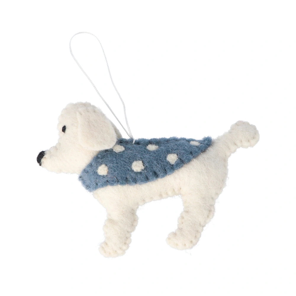 Fairtrade Felt Christmas Decoration - French Poodle White