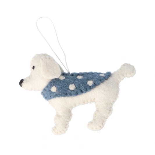Fairtrade Felt Christmas Decoration - French Poodle White