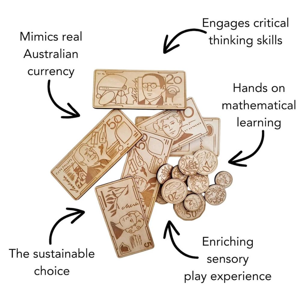 Bandicute Wooden Australian Play Money - Mini Set