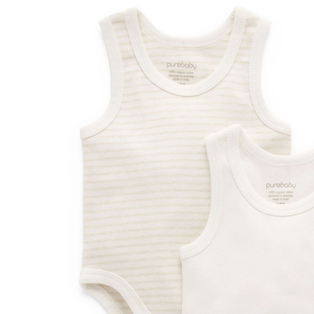 Purebaby Rib Bodysuit 2 Pack - Wheat