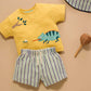 Purebaby Pull On Striped Short - Iguana Stripe