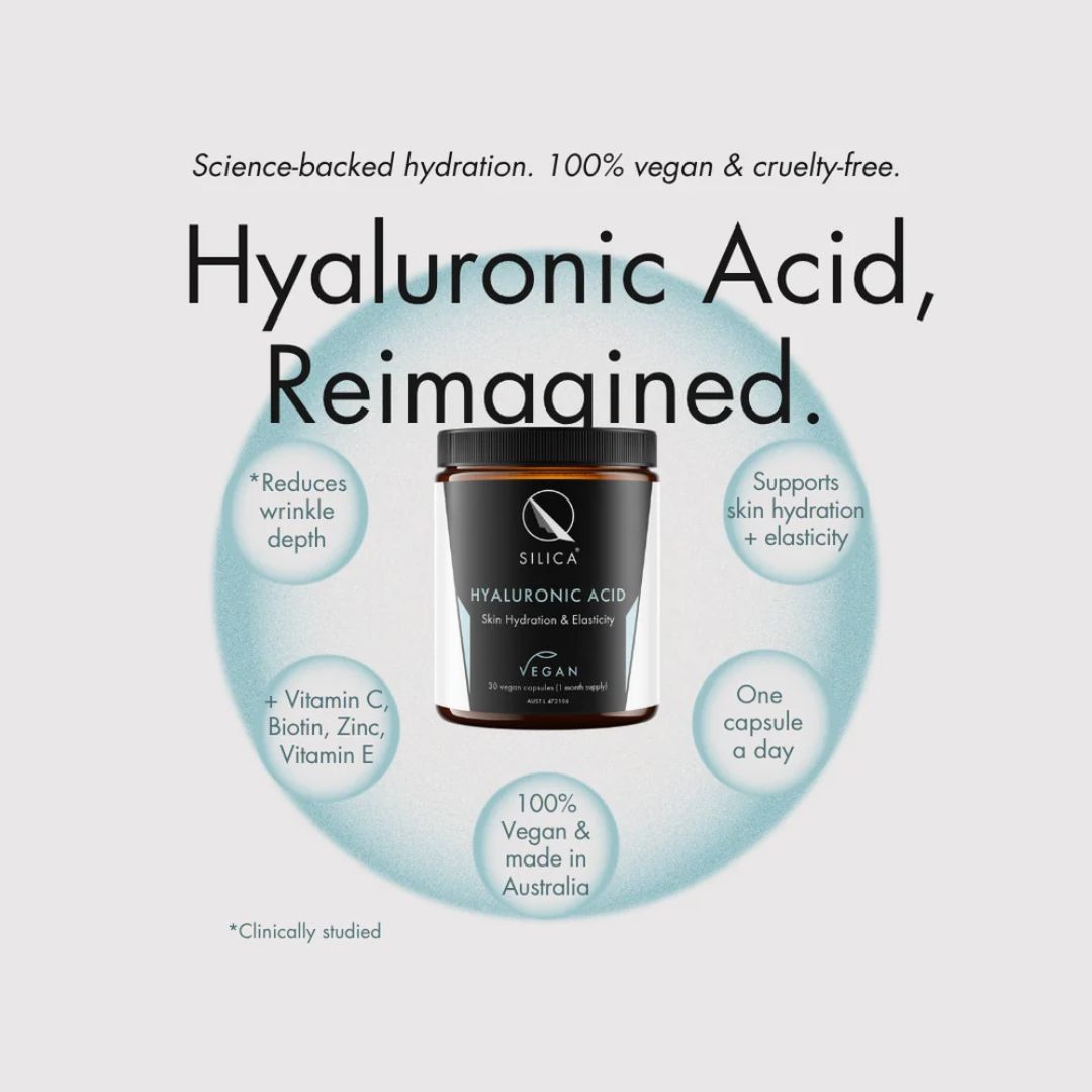 Qsilica Vegan Hyaluronic Acid for Skin Hydration & Elasticity (60 Capsules)