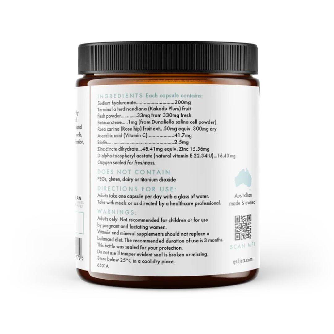 Qsilica Vegan Hyaluronic Acid for Skin Hydration & Elasticity (60 Capsules)