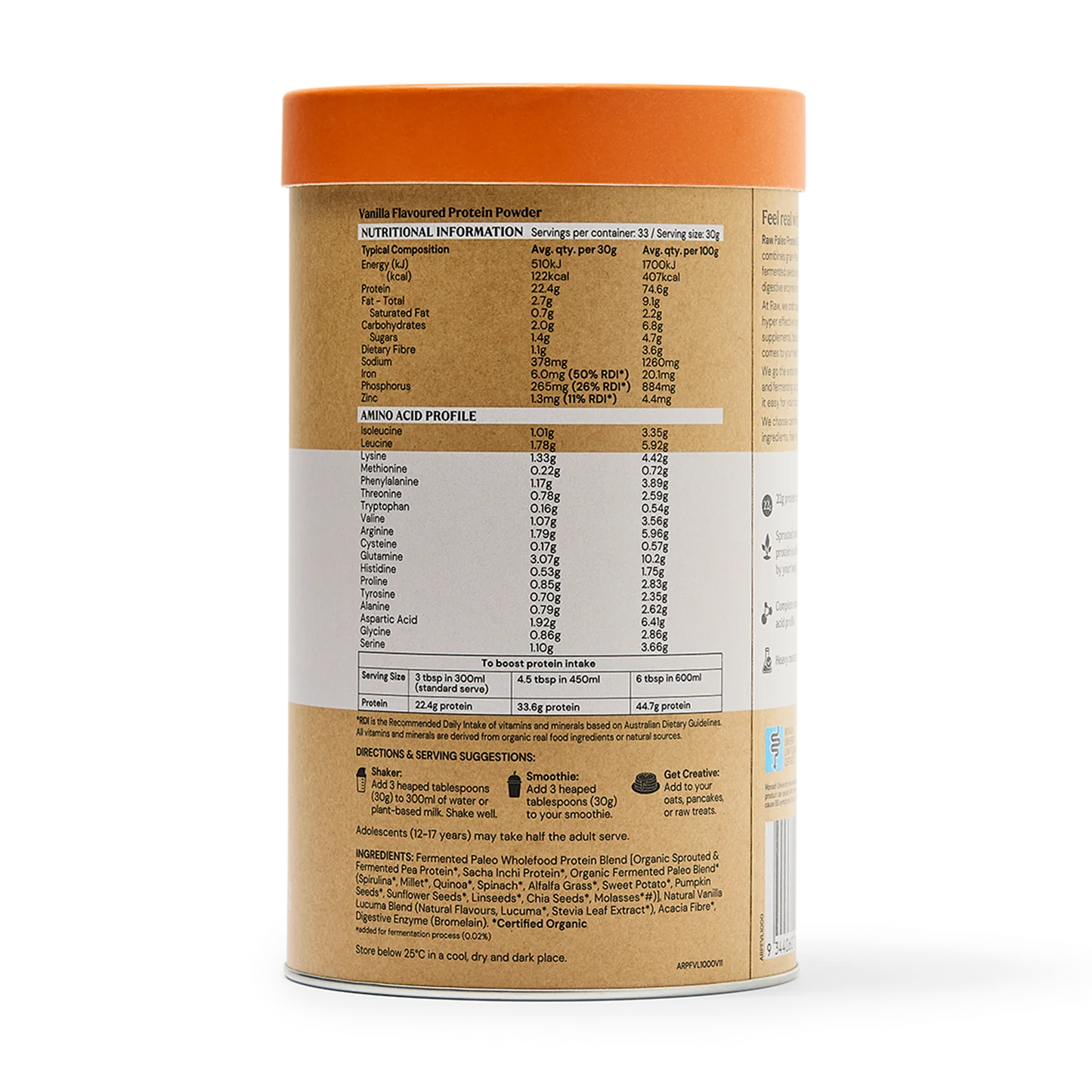 Amazonia Raw Gentle Digest Paleo Protein Powder - Vanilla