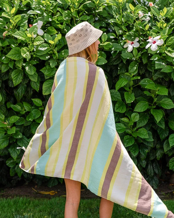 Sand Cloud Organic Cotton Beach Towel - Regency Stripe - Herringbone Weave (93cm x 170cm)
