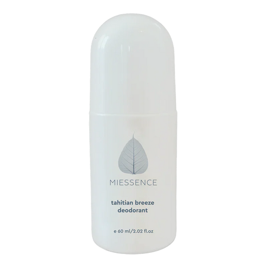 White deodorant bottle with 'Miesssence' branding on a white background