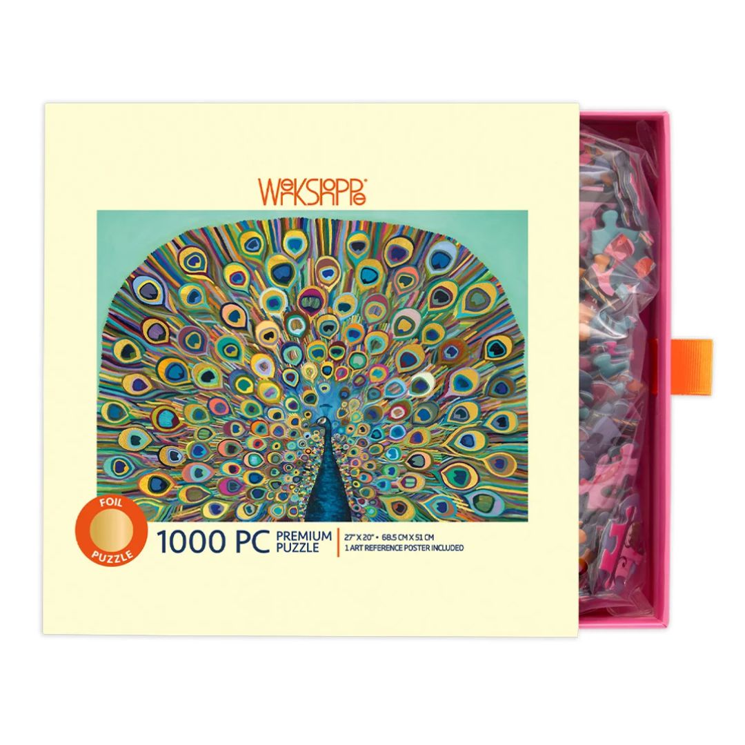 WerkShoppe Jigsaw Puzzle 1000 Piece - Peacock Gold Foil
