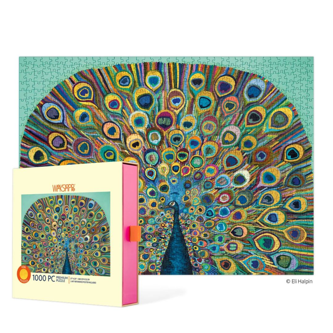 WerkShoppe Jigsaw Puzzle 1000 Piece - Peacock Gold Foil
